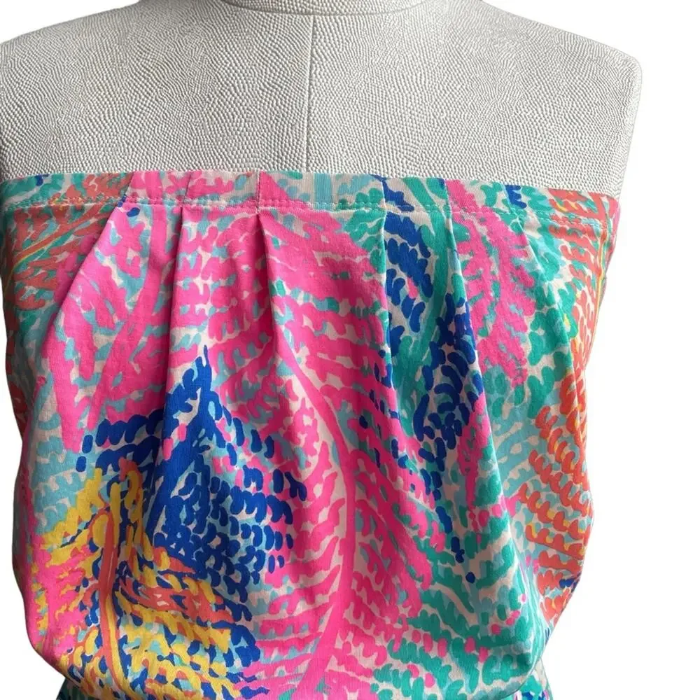 Kids Lilly Pulitzer Electric Feel Elastic Strapless Pima Cotton Casual Dress XXS